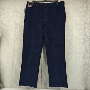 Roundtree Yorke Corduroy Pants Mens "40x32 Actual" Blue Navy Flat Front Stretch